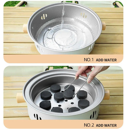 Steel Barbecue Grill Korean Charcoal Stove Split BBQ Stove Round Non-stick Barbecue Rack For Outdoor Camping