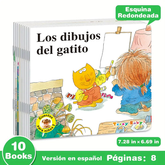 Spanish series A Set Of 10 Baby Bedtime Fairy Tale Early Education Books Children's Enlightenment Color Picture Reading Toy Gift