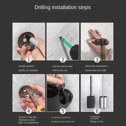 Bathroom Toilet Brush Holder Cleaning Bathroom Hardwares Stainless Toilet Brush Wall Mounted Bathroom Accessories Cleaning Tools