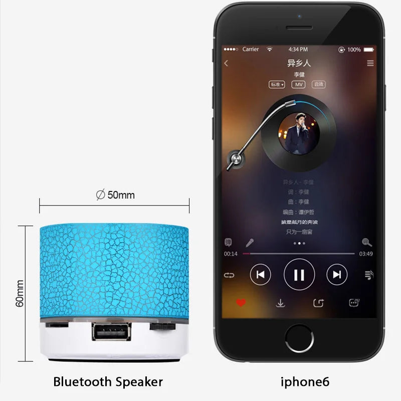 Bluetooth Mini Speaker Wireless Speaker Colorful LED TF Card USB Subwoofer Portable MP3 Music Sound Column For PC Phone