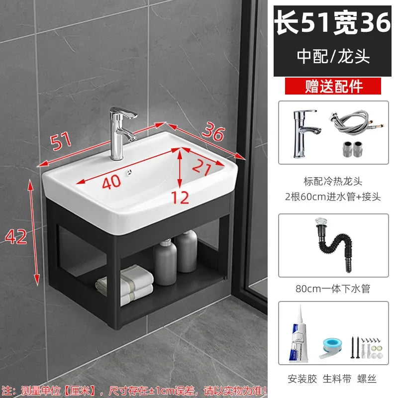 Bathroom Vanity with Sink Toilet Simple Small Apartment Household Wall-mounted Storage Balcony Washbasin Cabinet with Mirror