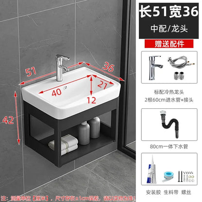 Bathroom Vanity with Sink Toilet Simple Small Apartment Household Wall-mounted Storage Balcony Washbasin Cabinet with Mirror
