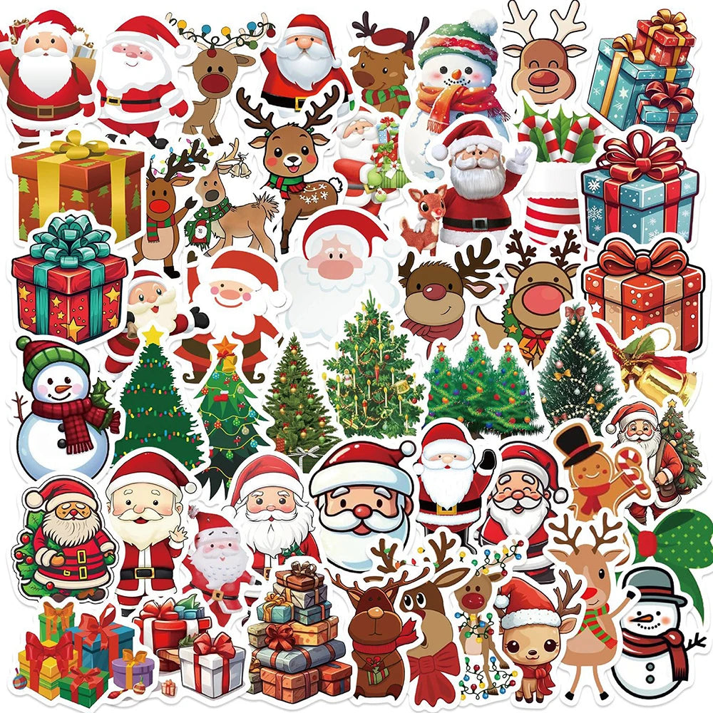 10/30/50pcs Kawaii Cartoon Christmas Art Aesthetic Stickers Pack Toy Diary Laptop Scrapbook Phone Decoration Graffiti Sticker