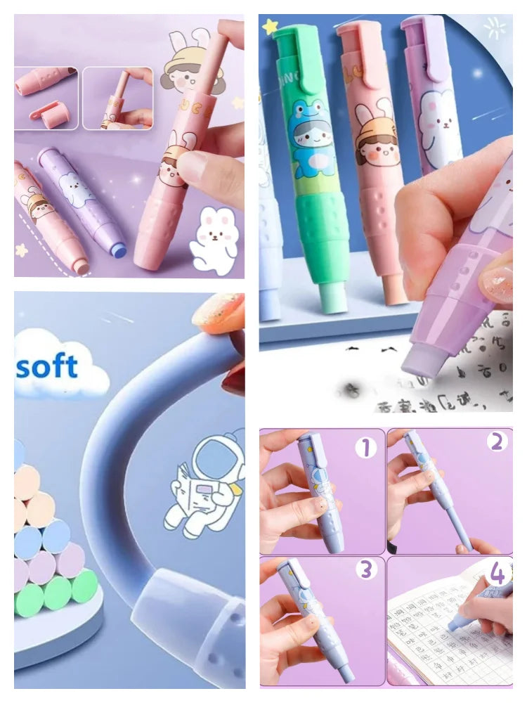 Retractable Pushable Eraser Student Drawing Design Office Eraser No Crumbs Do Not Leave A Mark Creative Push Type
