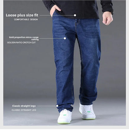 Men Light Luxury Elastic force loose Fit Pants Comfortable Soft Business Fashion ventilate Casual Denim Trousers Male Clothing