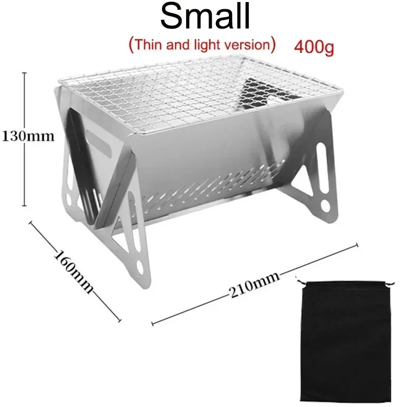 BBQ Grill Portable Folding Barbecue Grill Heating Stoves Multifunction Camping Rack Net Firewood Stove Stainless steel BBQ Grill