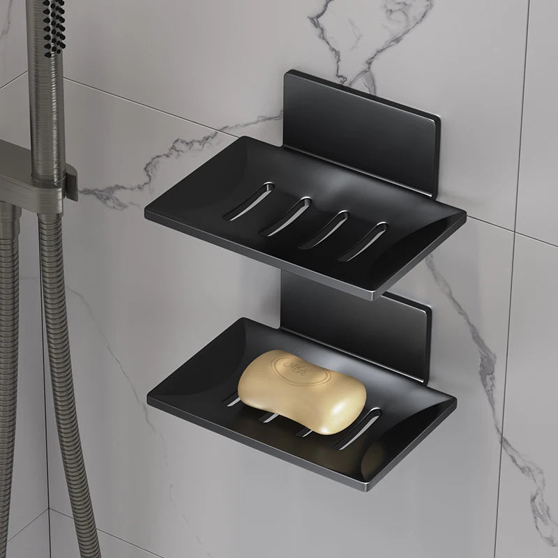 Bathroom soap box, soap box, wall-mounted non-drilling storage rack, drainage, bathroom washbasin, wall storage