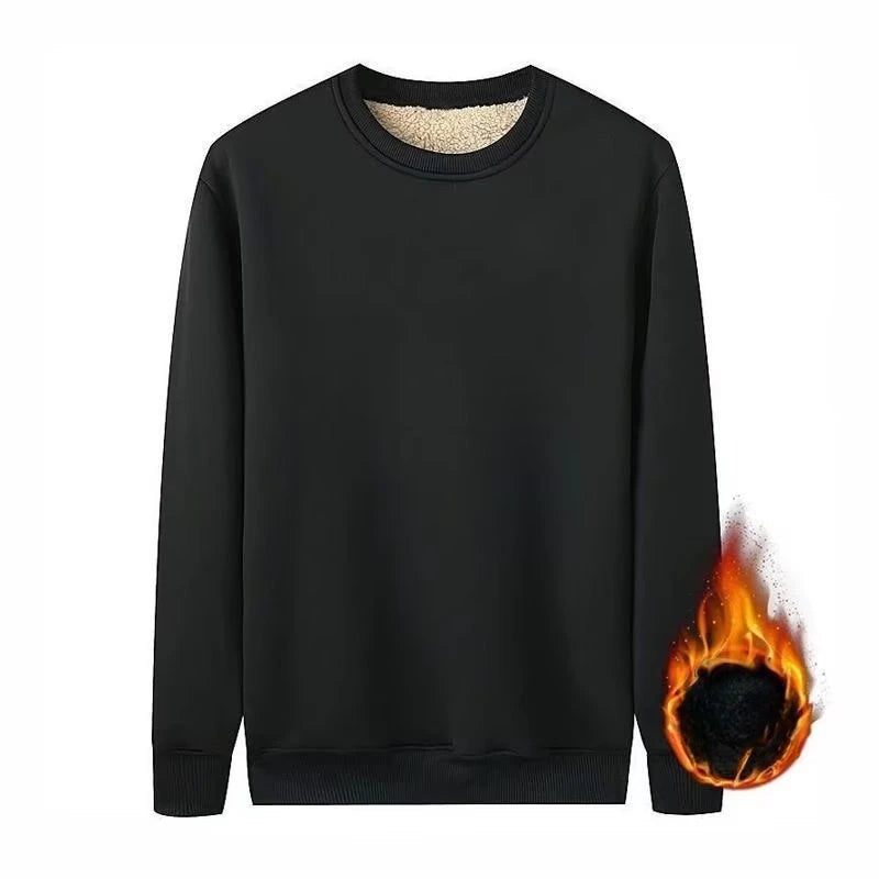 Men's New Winter Warm Fleece Lined T Shirt Thick Crew Neck Solid Basic Pullover Sweatshirt Thermal Comf Underwear Tops Clothing
