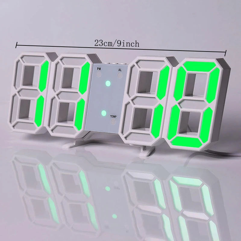 3D Digital Alarm Clock Wall LED Clock Desk Alarm Clock with Temperature for Home Kitchen Office