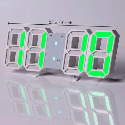 3D Digital Alarm Clock Wall LED Clock Desk Alarm Clock with Temperature for Home Kitchen Office