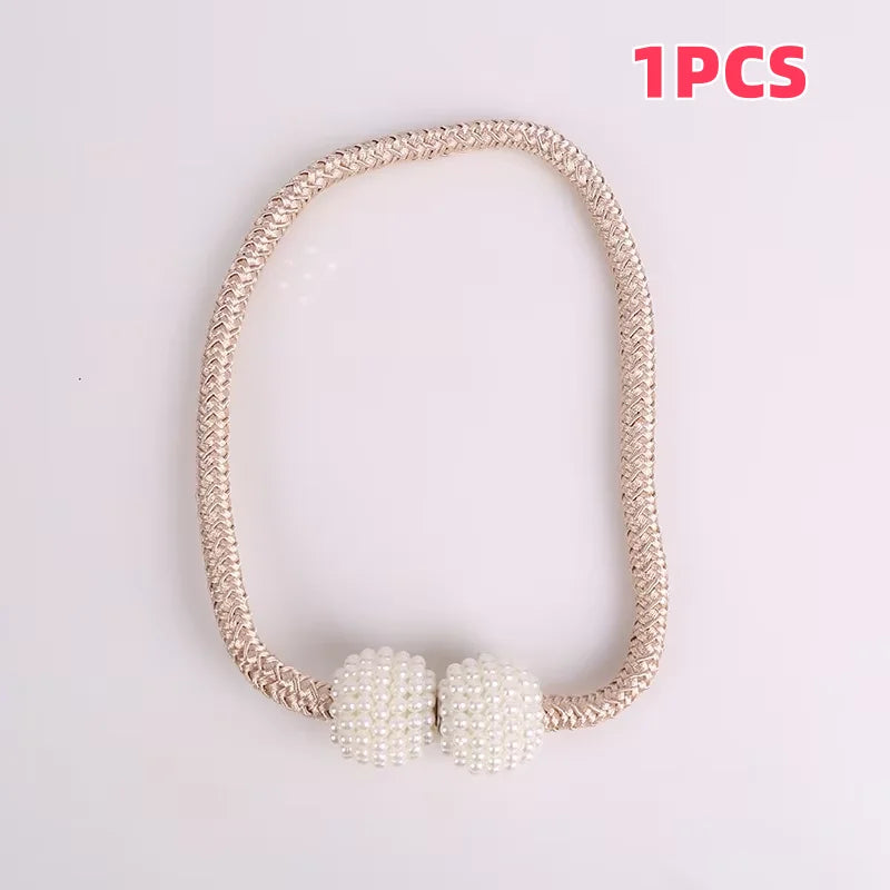 1pcs-2PCS New curtain buckle, curtain strap, pearl buckle design, no drilling installation, curtain tie rope