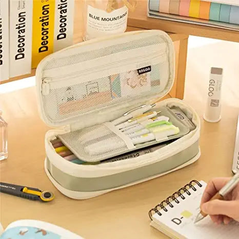 Kawaii Pencil Case Large Capacity Pen Bag Double Layer for Students Pouch Holder Box Office Stationery Back to School Supplies