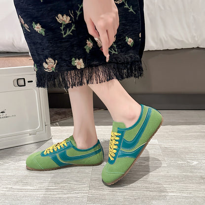 Shoes for Women 2025 Spring Autumn New Genuine Leather Ladies Moral Training Vulcanized shoes Retro Casual Flat Women's Sneakers