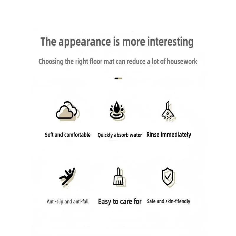 Bathroom mat with quick drying water absorption, non slip foot mat at the entrance of the bathroom, diatomaceous earth carpet