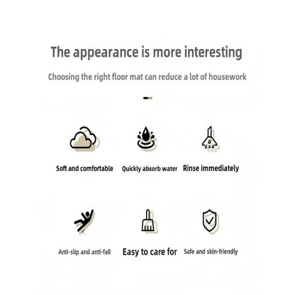 Bathroom mat with quick drying water absorption, non slip foot mat at the entrance of the bathroom, diatomaceous earth carpet