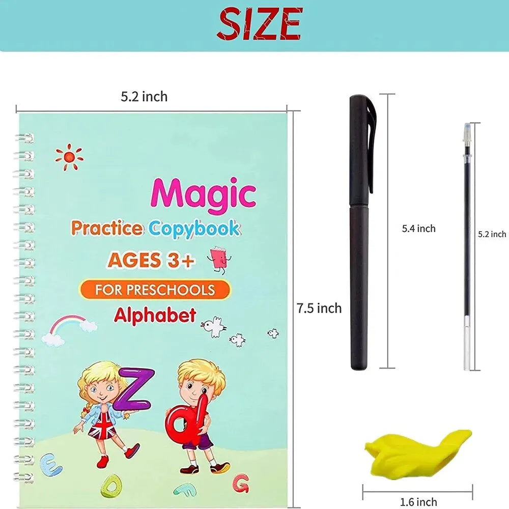 4 Books Pen Magic Writing Book Calligraphy Notebook Montessori Kids Reusable Educational Calligraphic Letter Practice Toy