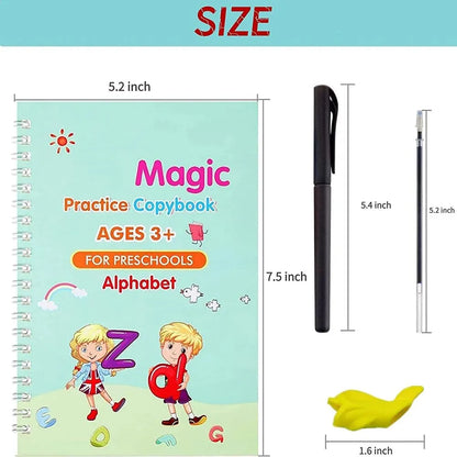 4 Books Pen Magic Writing Book Calligraphy Notebook Montessori Kids Reusable Educational Calligraphic Letter Practice Toy