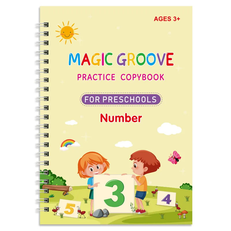 Magic Groove Practice Copybook Pen Children Reusable Writing Book Kids Calligraphy Preschools English Verison Free Wiping 2025