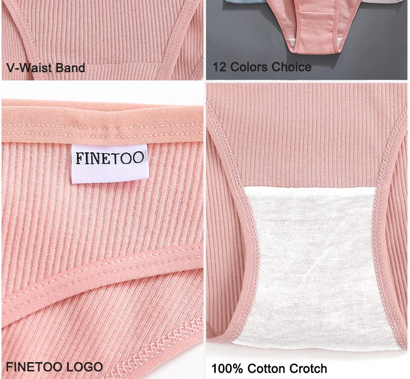 FINETOO 3PCS/Set M-XXL Women Sexy Cotton Panties Underwear Female Underpants Woman Briefs Cotton Pantys Girl Intimates Lingerie