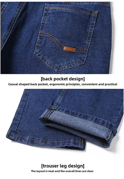 Men Light Luxury Elastic force loose Fit Pants Comfortable Soft Business Fashion ventilate Casual Denim Trousers Male Clothing