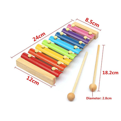 Montessori Wooden 8 Tones Multicolor Xylophone Wood Musical Instrument Toys For Baby Kids Puzzles Early Learning Games