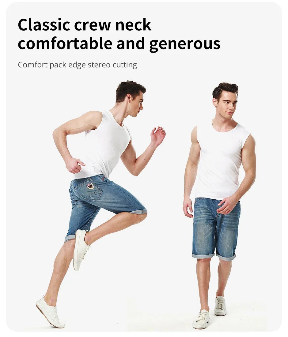 1/3 Piece Men's Tight Sleeveless Cotton Vest With Background Color For Comfortable Exercise And fitness Sleeveless T-shirt With