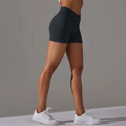 Seamless Sports Shorts Cross High Waist Fitness Leggings Shorts Gym Scrunch Butt Shorts Women Squats Running Workout Shorts