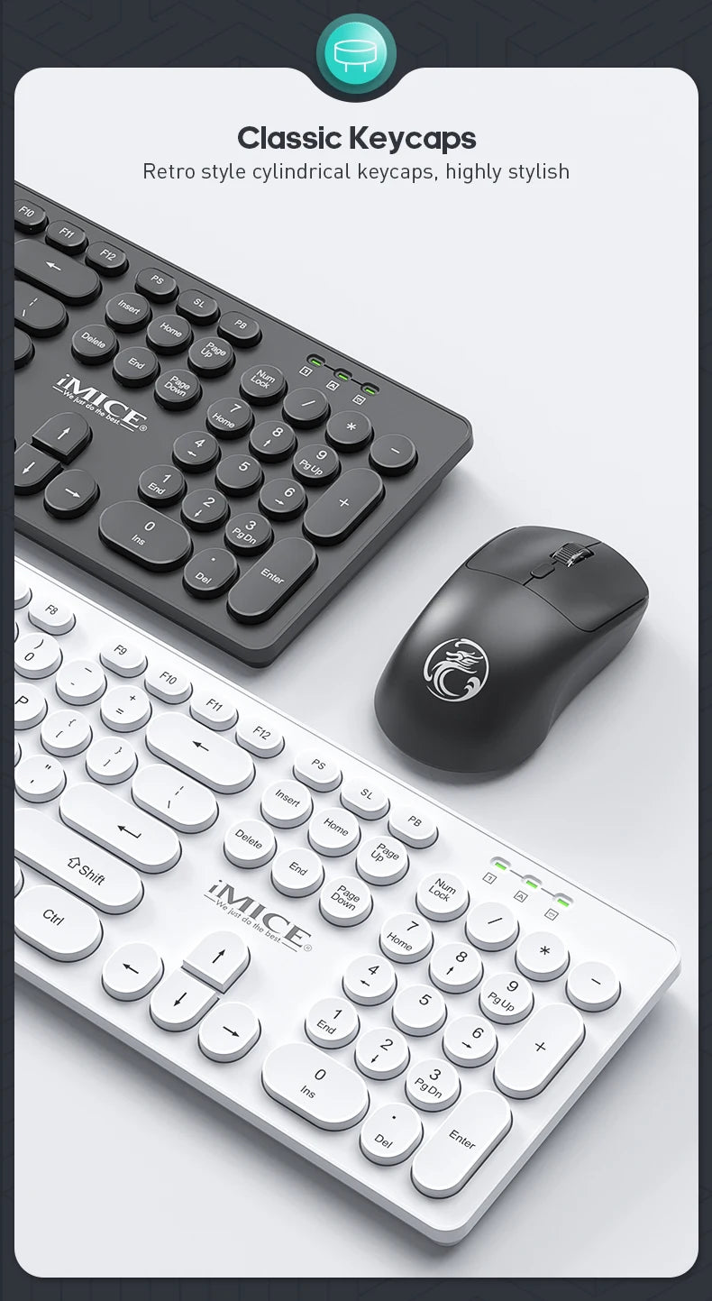 Wireless Keyboard and Mouse Combo - Full Size Wired Backlit Gaming Keycaps Optical Mouse with Adjustable DPI for Business Office