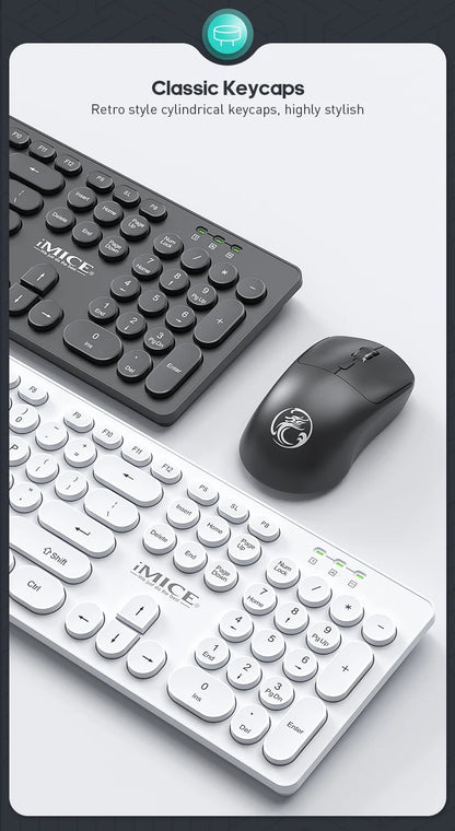 Wireless Keyboard and Mouse Combo - Full Size Wired Backlit Gaming Keycaps Optical Mouse with Adjustable DPI for Business Office