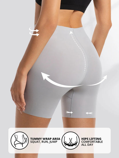 Flarixa Seamless High Waist Shorts Panties For Women Tummy Control Hip Lift Ice Silk Safety Pants Underwear Boyshorts Boxer