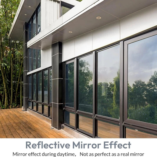 Window Privacy Film One Way Daytime Privacy Static Cling Sun Blocking Anti UV Reflective Mirror Window Tint for Home and Office