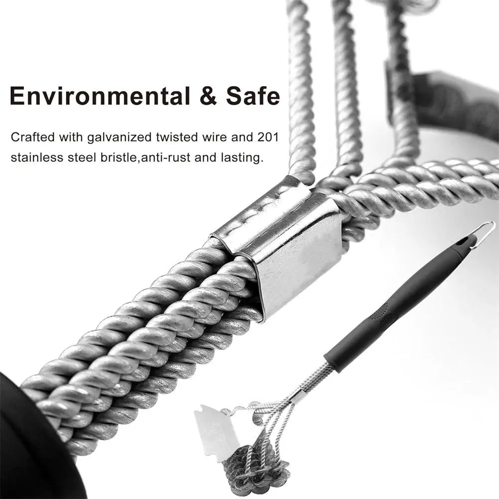 Safe Grill Brush - Bristle Free BBQ Grill Brush - Rust Resistant Stainless Steel Barbecue Cleaner - Great Grilling Accessories