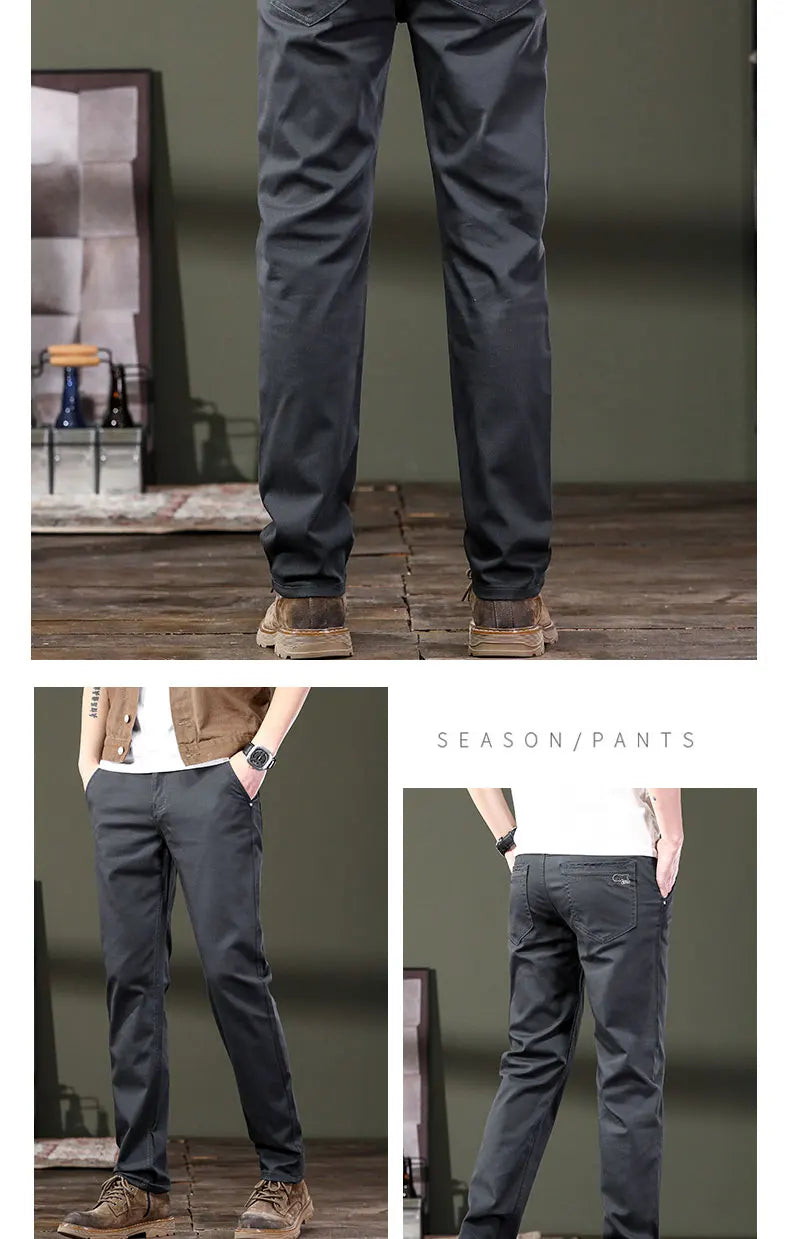 Seven-Color Stretch Jean Men's Trendy Wild Simple 97% Cotton High-End Slim-Fitting Small Straight Casual Men's Clothing Trousers