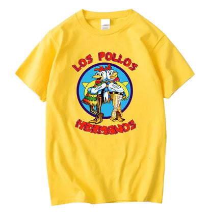 Summer Men's Short Sleeved High Quality 100% Cotton Breaking Bad LOS POLLOS Chicken Brothers Printed Casual For Men T-shirt Male