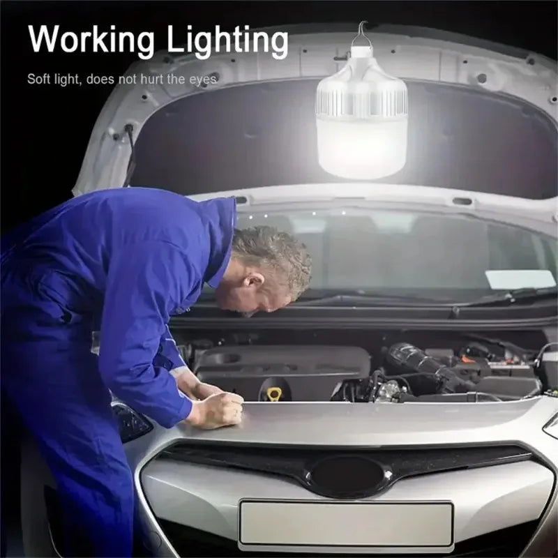 مصباح تخييم LED قابل لإعادة الشحن عبر USB وإضاءة طوارئ ومصباح يدوي للنزهات الخارجية وإضاءة خيمة معلقة