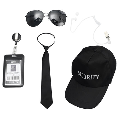 Agent Accessories Set Tie Earplugs Work Brand Glasses Hat Secret Security Service Costume for Teens Adults Cosplay Game Party