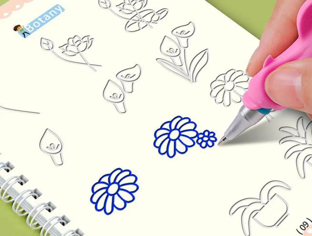 4 Books Pen Magic Writing Book Calligraphy Notebook Montessori Kids Reusable Educational Calligraphic Letter Practice Toy