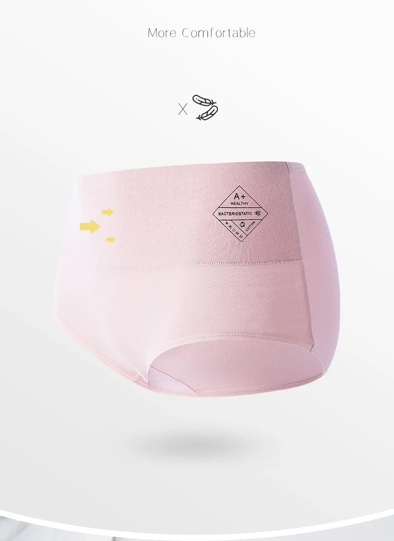 4Pcs High Waist Panties Women Breathable Cotton Underwear Plus Size M-5XL Girls Briefs Sexy Ladies Slimming Underpants