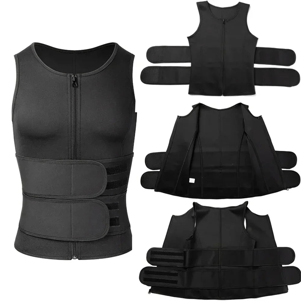 Men's Compression Sweat Sauna Vest New Slimming Suit For Students Waist Belts Body Shaper Tank Top For Workout Fitness Gym