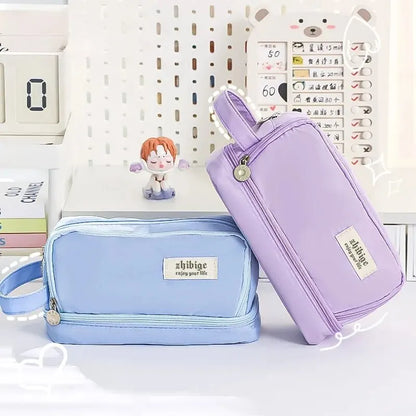 Pencil Bag for School Students with Large Capacity Multi-functional Pen Case Macaron Color Matching Cute Pencil Case