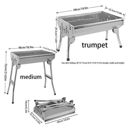 شواية من الفولاذ المقاوم للصدأ، شواية منزلية قابلة للطي، شواية محمولة، للاستخدام الخارجي! أحضر معك شواية إلى عالم التخييم.