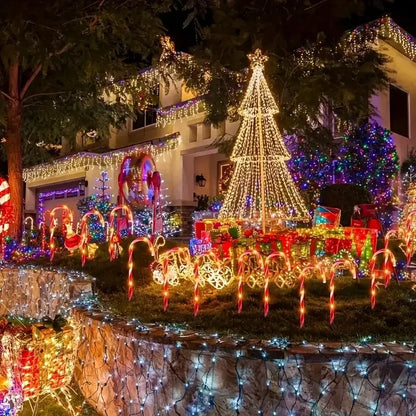 5pcs Christmas Candy Cane Pathway Lights Outdoor Garden Xmas Driveway Markers Lamp For Home Garden Yard Lawn Patio Pool Decor