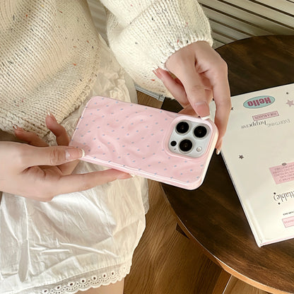 Korean ins Simple Full Screen Wave Point Wrinkles Phone Case for iPhone 16 15 14 13 Pro Max Back Cover Fund