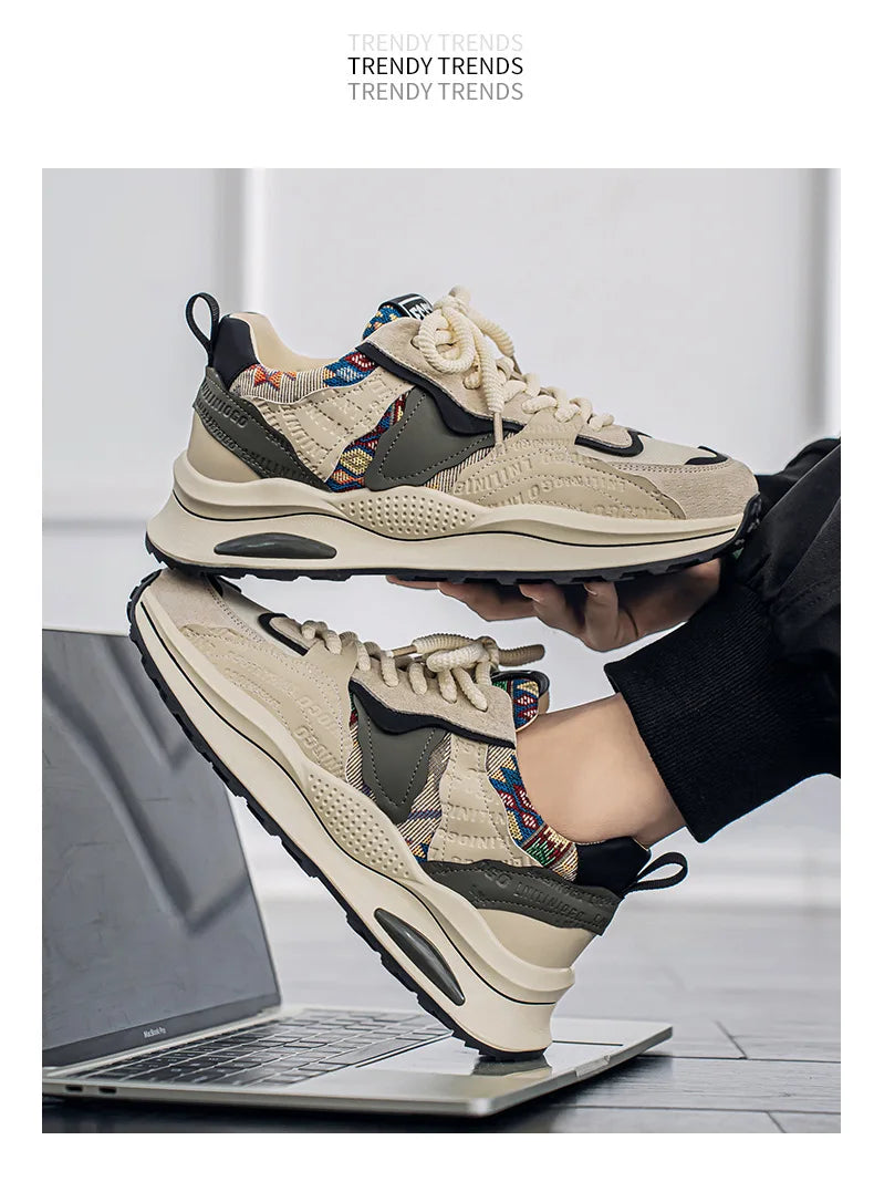 Men's Shoes 2025 Spring New Casual Versatile Comfortable Fashion Trend Niche Non-slip Wear-Resistant Retro Sneakers