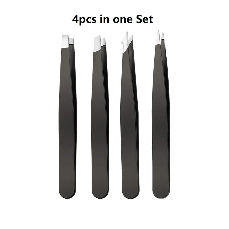 Ouriner Eyebrow Tweezer Colorful Hair Beauty Fine Hairs Puller Stainless Steel Slanted Eye Brow Clips Removal Makeup Tools