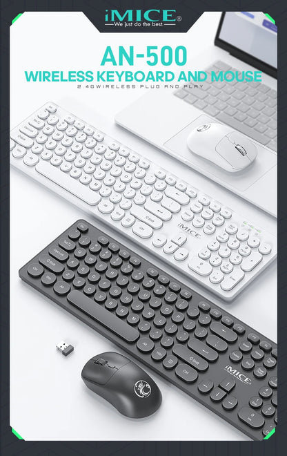 Wireless Keyboard and Mouse Combo - Full Size Wired Backlit Gaming Keycaps Optical Mouse with Adjustable DPI for Business Office