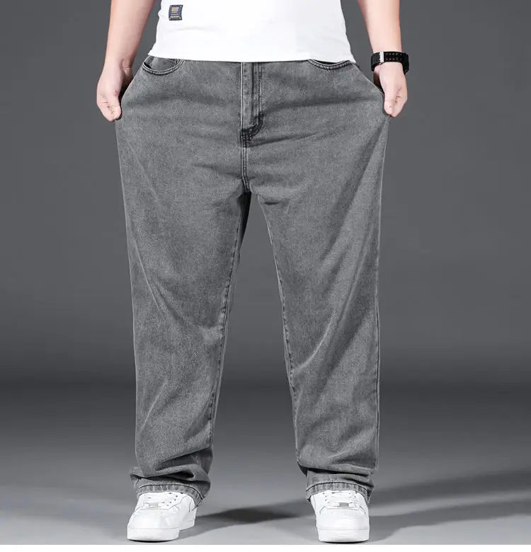 10XL Oversize Jeans Men Spring Fashion Streetwear Plus Size Cargo Jeans Soft Cotton Loose Baggy Casual Jeans For Dad Husband