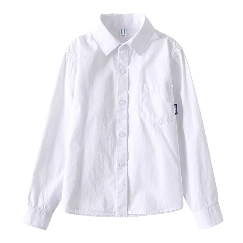 Kids Clothes Girls 8 To 12 Cotton Children Long Sleeve White Shirts Primary School Uniform for Teenage Boys Button Tops 6-16Yrs