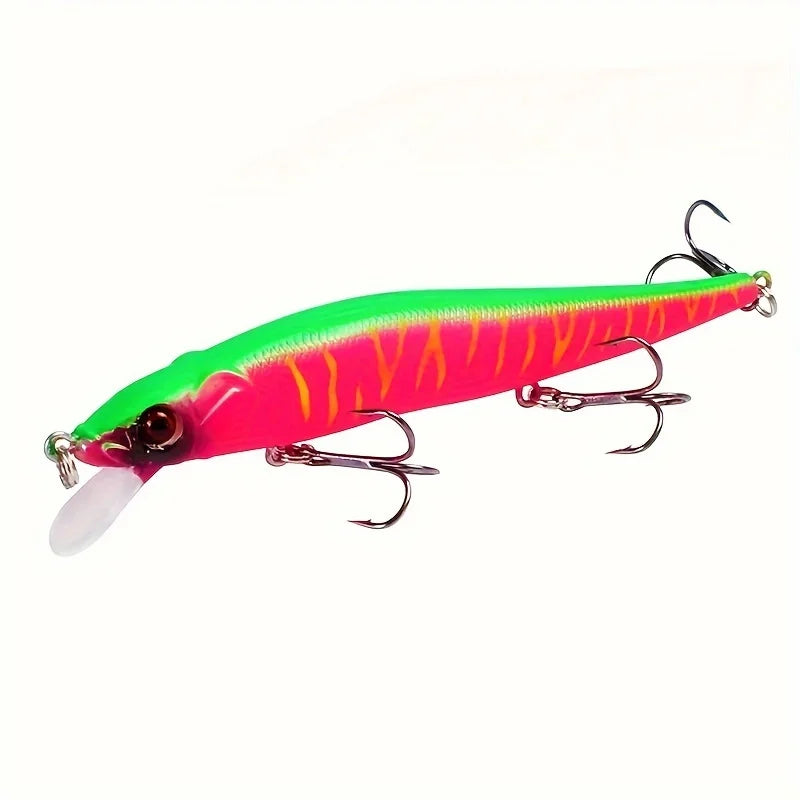 1pc 4.52inch/0.49oz Plastic Simulation Lure, Minnow Hard Bait With 3 Treble Hooks, Artificial Bait For Pike Carp