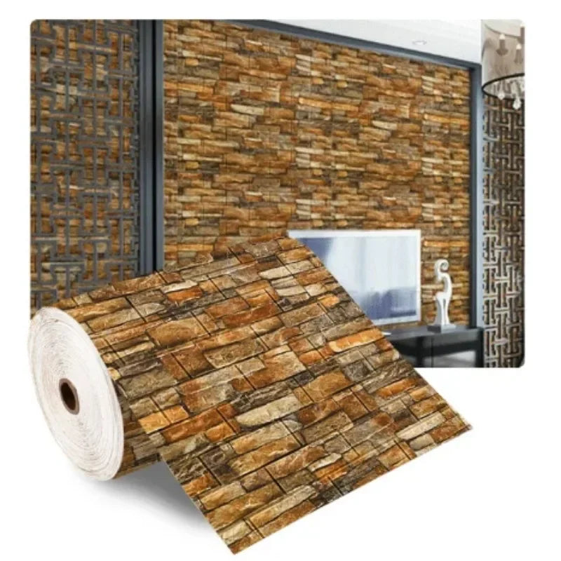 70cmx2m Meter Foam 3D Wall Stickers Self Adhesive Panel Home Decor Living Room Bedroom House Decoration Bathroom Brick Wallpaper